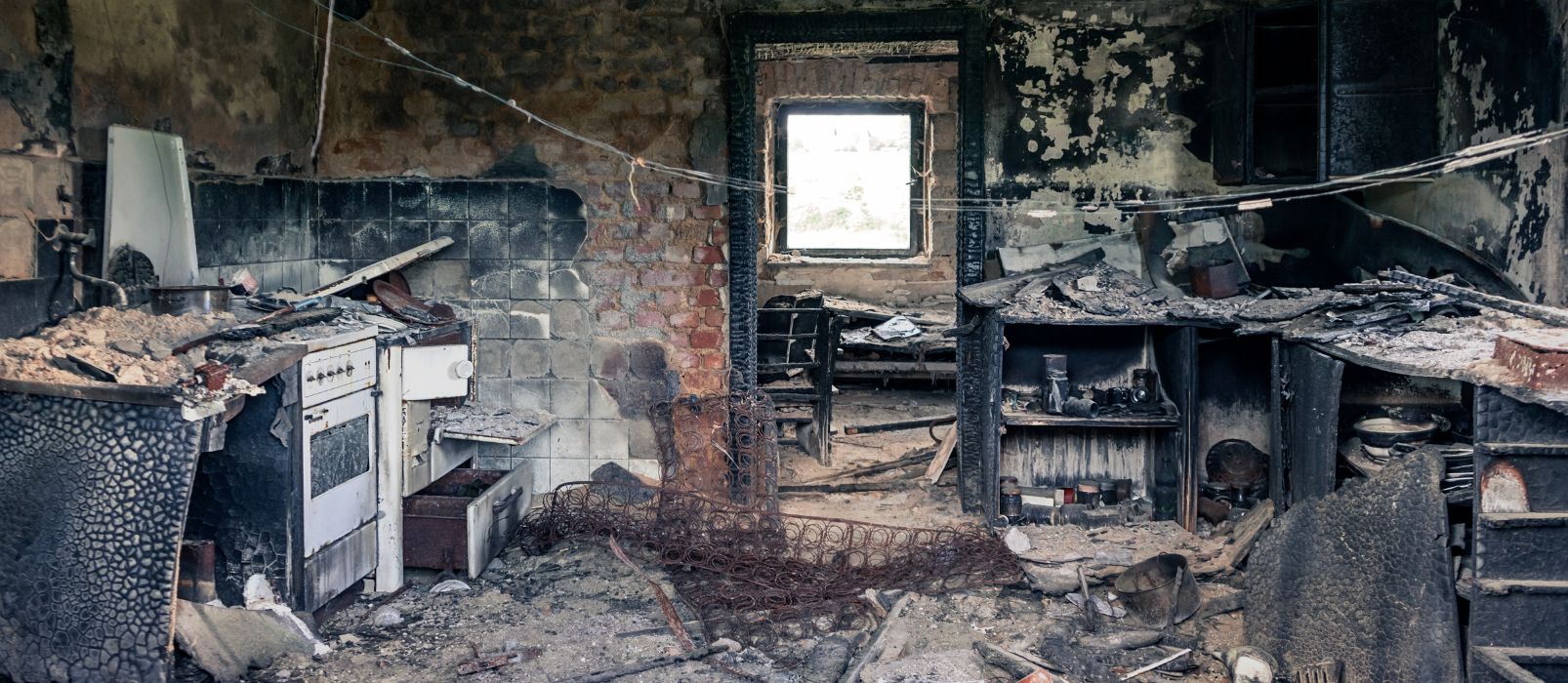 Fire Damaged Kitchen Fire Damaged Kitchen
