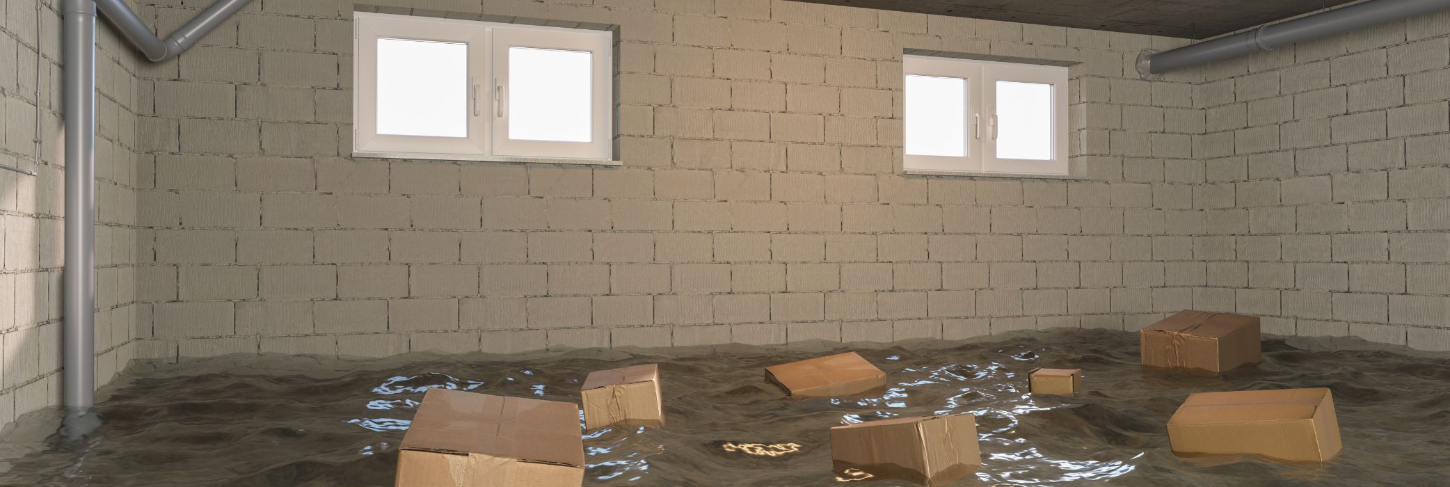 Flooded Basement With Cardboard Boxes Flooded Basement With Cardboard Boxes