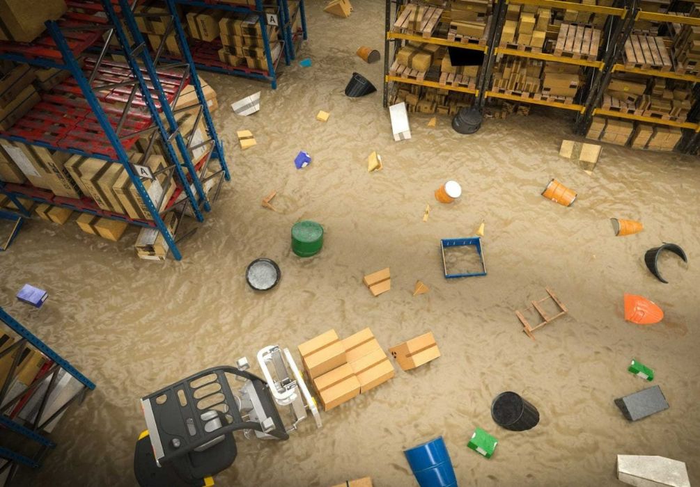 Warehouse Floor Submerged In Floodwater Warehouse Floor Submerged In Floodwater