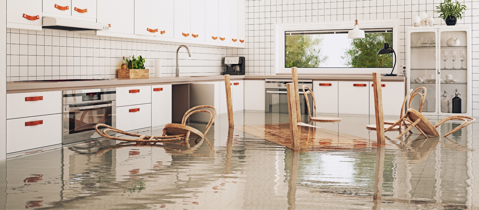 Flooded Kitchen with Upturned Chairs  Flooded Kitchen with Upturned Chairs